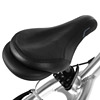 Eleganckie siodełko z syntetycznej skóry ozdobiono logo Ridgeback'a (na przykładzie: Ridgeback Scoot srebrny)