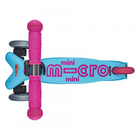 Turkusowa (z różowymi uchwytami i napisami)  hulajnoga Mini Micro Deluxe Turquoise