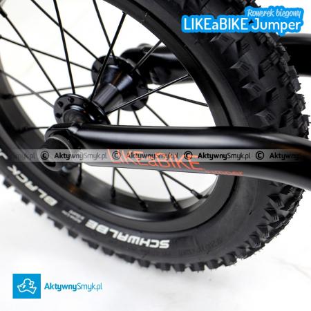 Czarny amortyzowany rowerek biegowy LIKEaBIKE Jumper