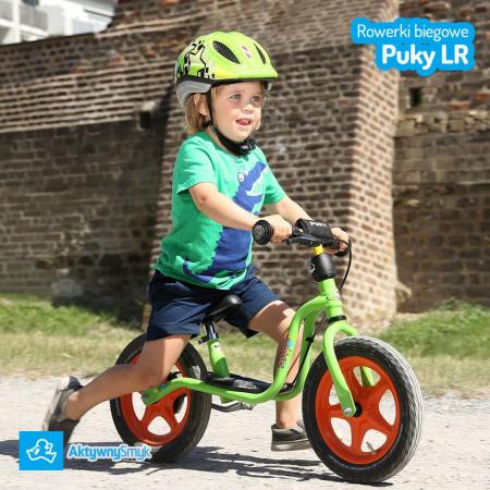 Zielony rowerek biegowy Puky LR 1L Br z hamulcem dla dwulatka (wzrost ponad 90 cm)